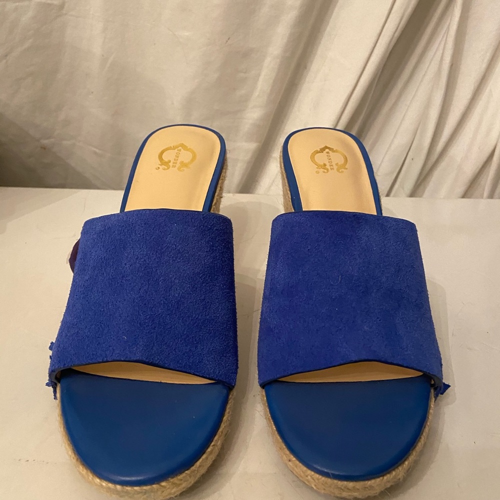 C Wonder blue suede wedge sandals 7.5 NWT